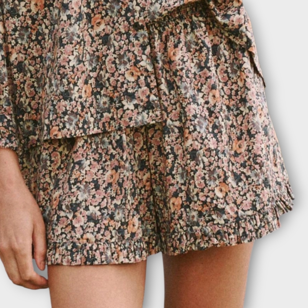 The Great Floral Ruffle Hem Sleep Shorts
